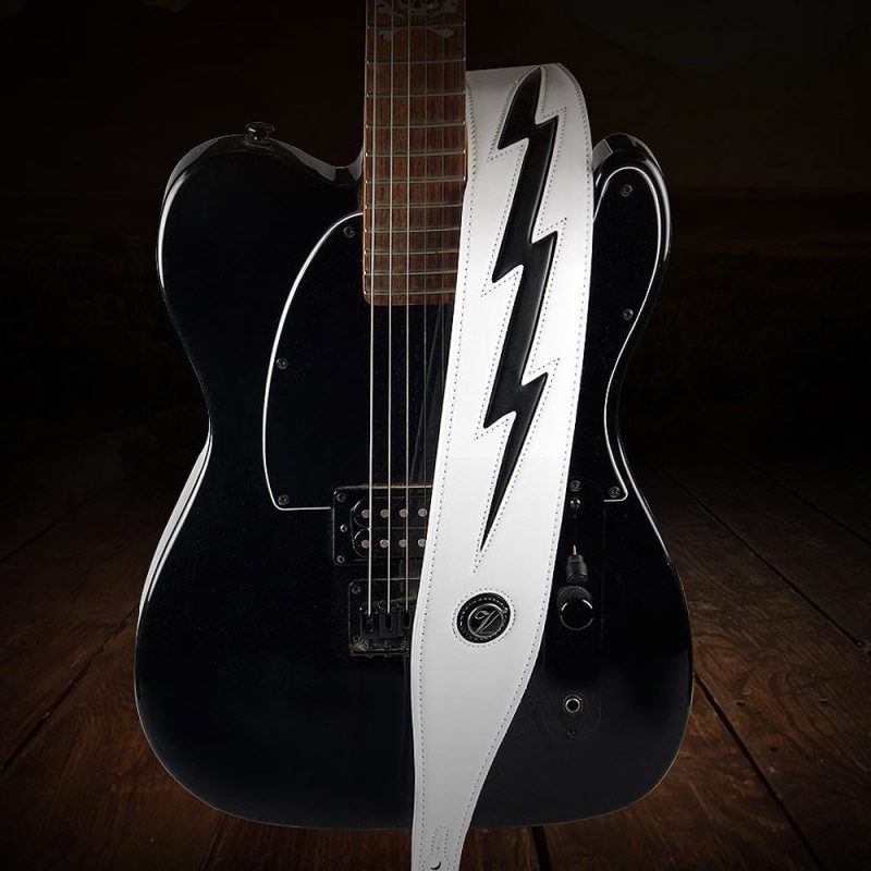 Sangle de guitare en cuir motif éclair