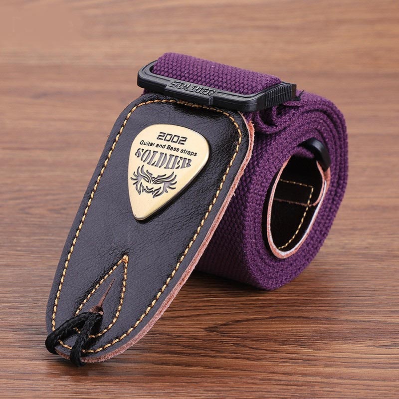 Sangle de guitare électrique de qualité supérieure, en coton - 4 couleurs au choix - Violet