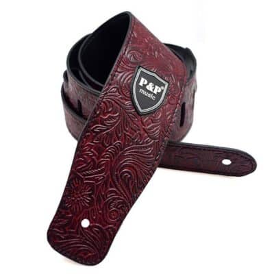 Sangle de guitare en cuir véritable - souple et réglable - 6 couleurs au choix ! - rouge