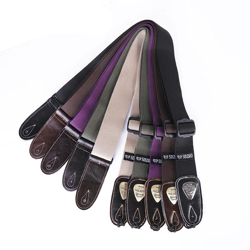 Sangle de guitare électrique de qualité supérieure, en coton - 4 couleurs au choix