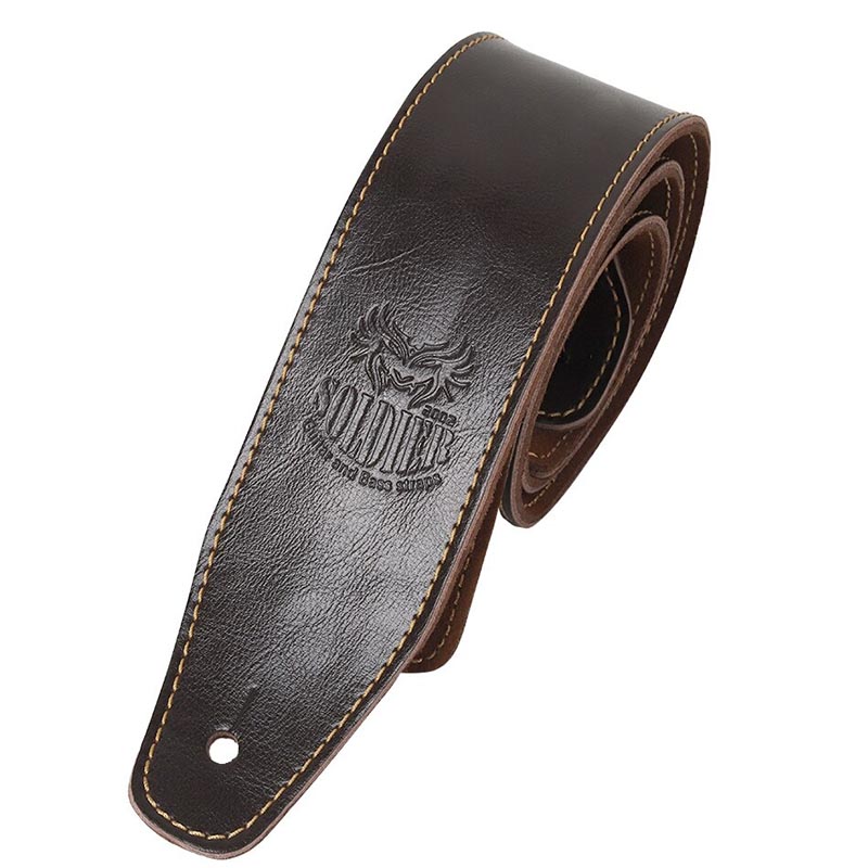 Sangle de guitare électrique acoustique, en cuir de vache véritable - 3 couleurs au choix - marron