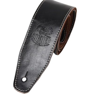 Sangle de guitare électrique acoustique, en cuir de vache véritable - 3 couleurs au choix - Noir