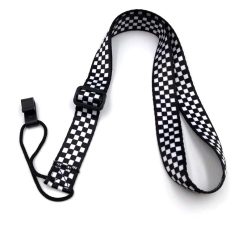Sangle Ukulélé à bande réglable motif damier blanc et noir