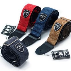 Sangles de guitare électrique réglables de 80 -136cm en Denim