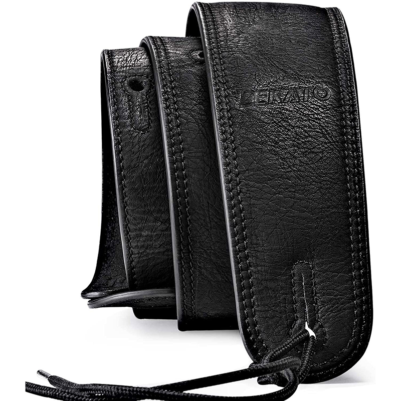Détails Sangle de guitare en cuir de 6.35 cm de large, avec mousse épaisse rembourrée