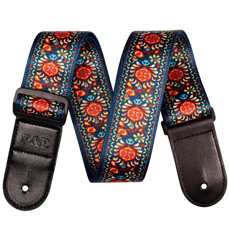 Sangle pour guitare acoustique motif fleurs Hippie Bohème !