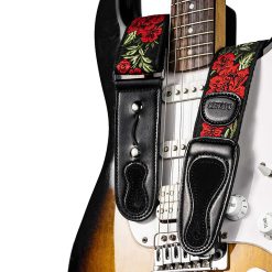 Sangle de guitare Vintage motif rose - 3 couleurs au choix !