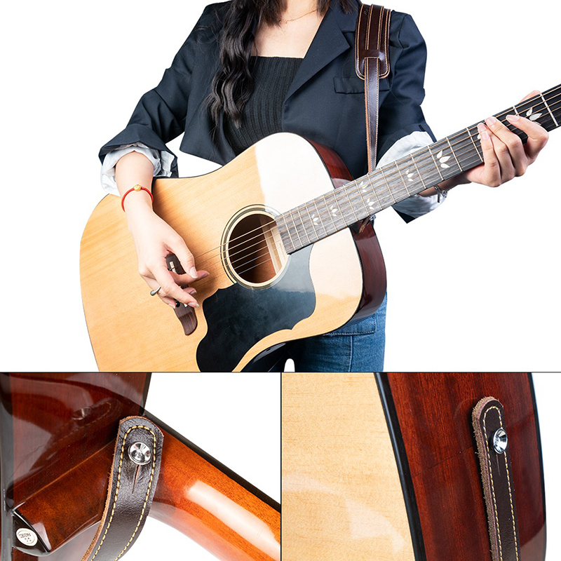 Sangle pour guitare acoustique classique en cuir de vache véritable, souple et Durable
