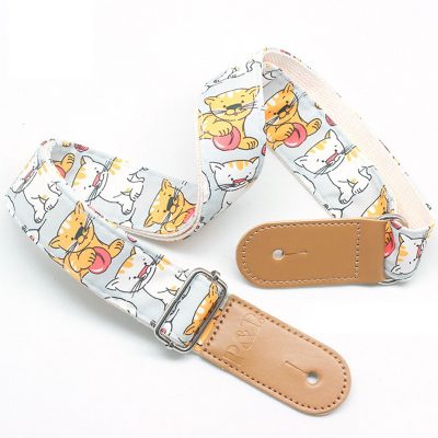 sangle de guitare enfant avec motifs chats