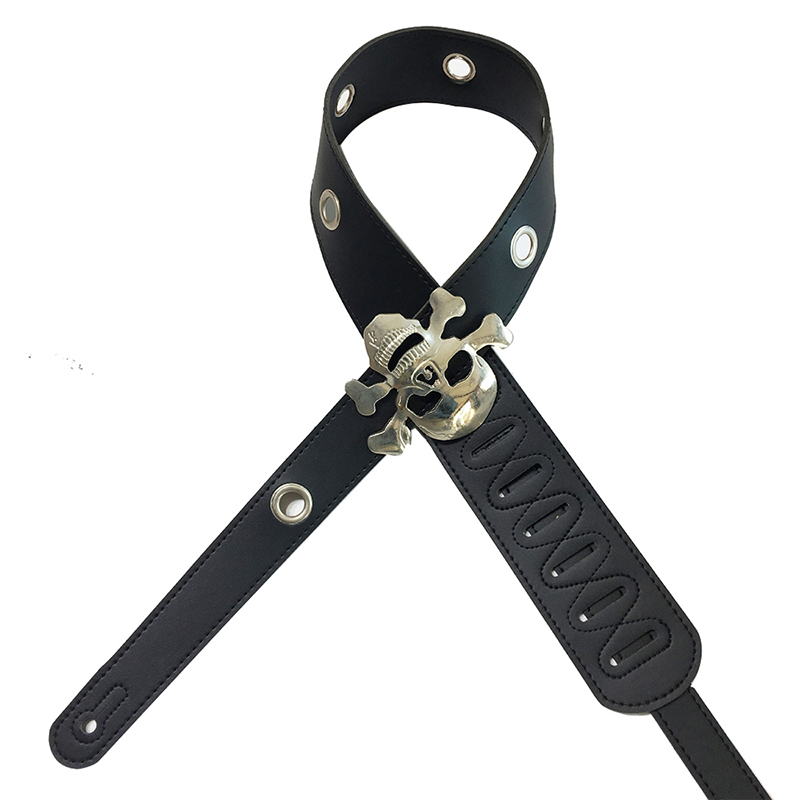 Sangle de guitare électrique et basse avec tête de mort pirate