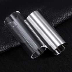 Bottleneck Guitare - en verre transparent et en acier - lot de 2 pièces !
