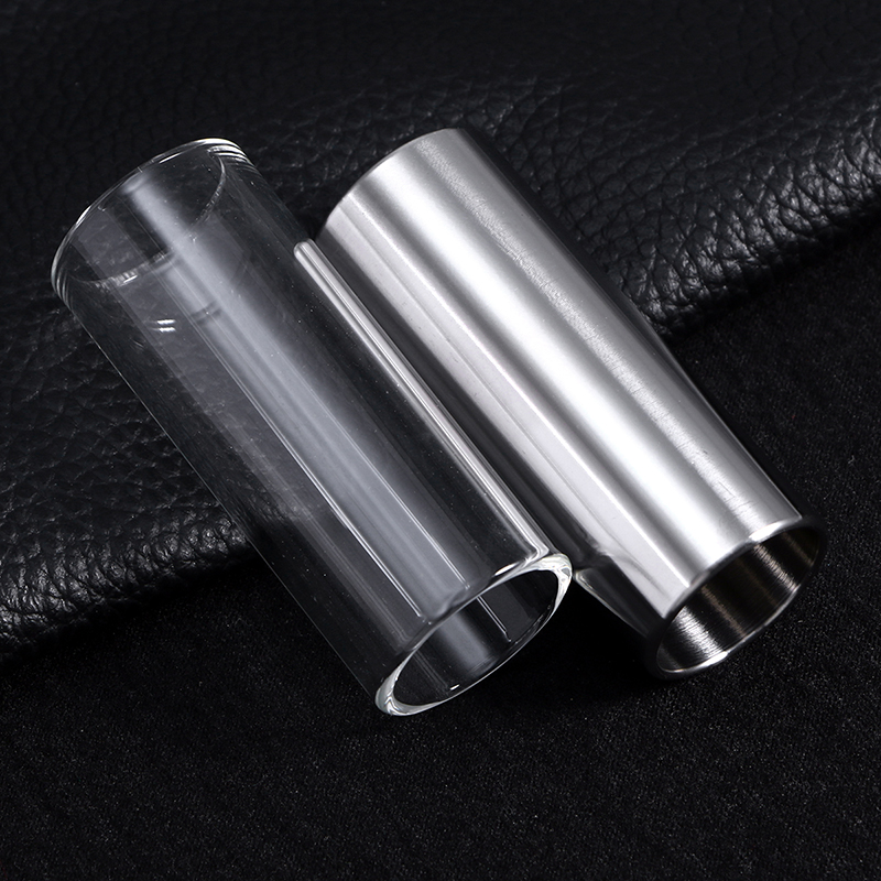 Bottleneck Guitare - en verre transparent et en acier - lot de 2 pièces !