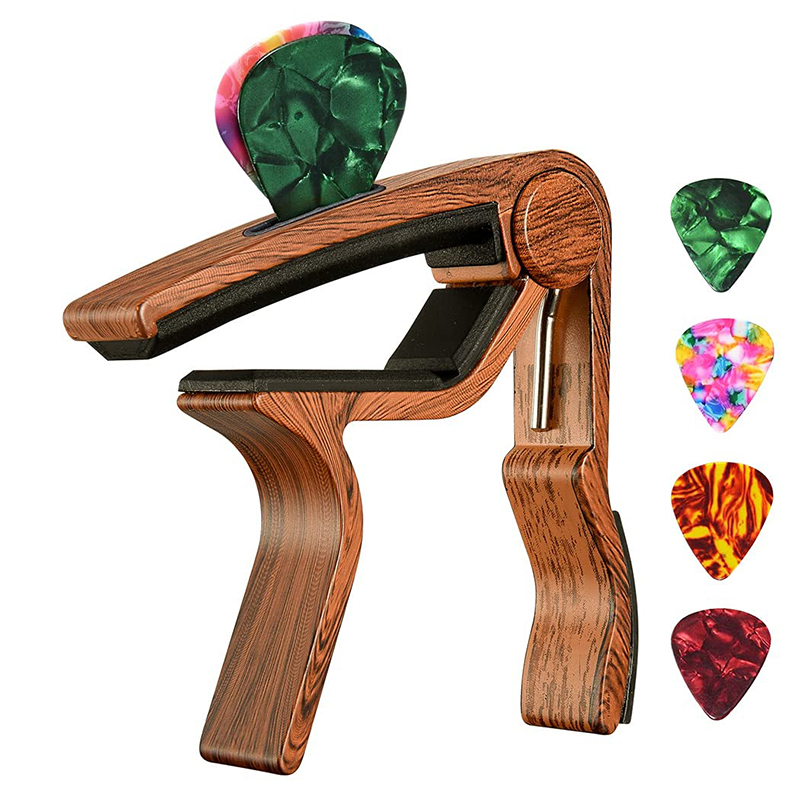 Capodastre pour guitares électriques ou accoustiques, basses, Banjo, Ukulélé ou Manodline - modèle bois foncé