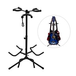 Porte guitare au sol trépied pilant pour 3 guitares
