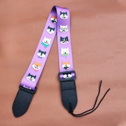 Sangle Ukulélé animaux animés rose pâle