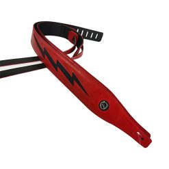 Sangle en cuir modèle éclair iconique rouge sur noir