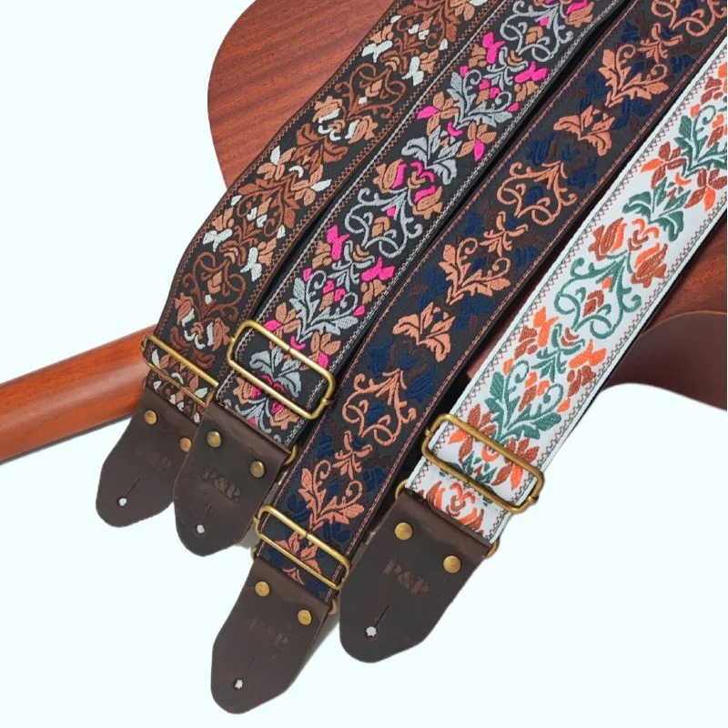 Sangle motifs jacquard rétro - 4 broderies différentes