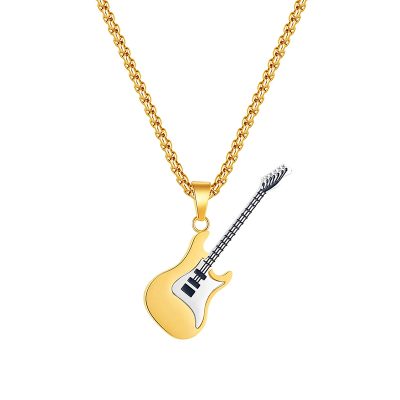 Collier pendentif volume plein guitare électrique - or