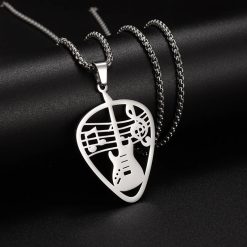 Pendentif médiator graphique stylisé - couleur argent