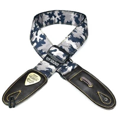 Sangle Guitare à motif Camouflage de couleur Bleu et Blanc