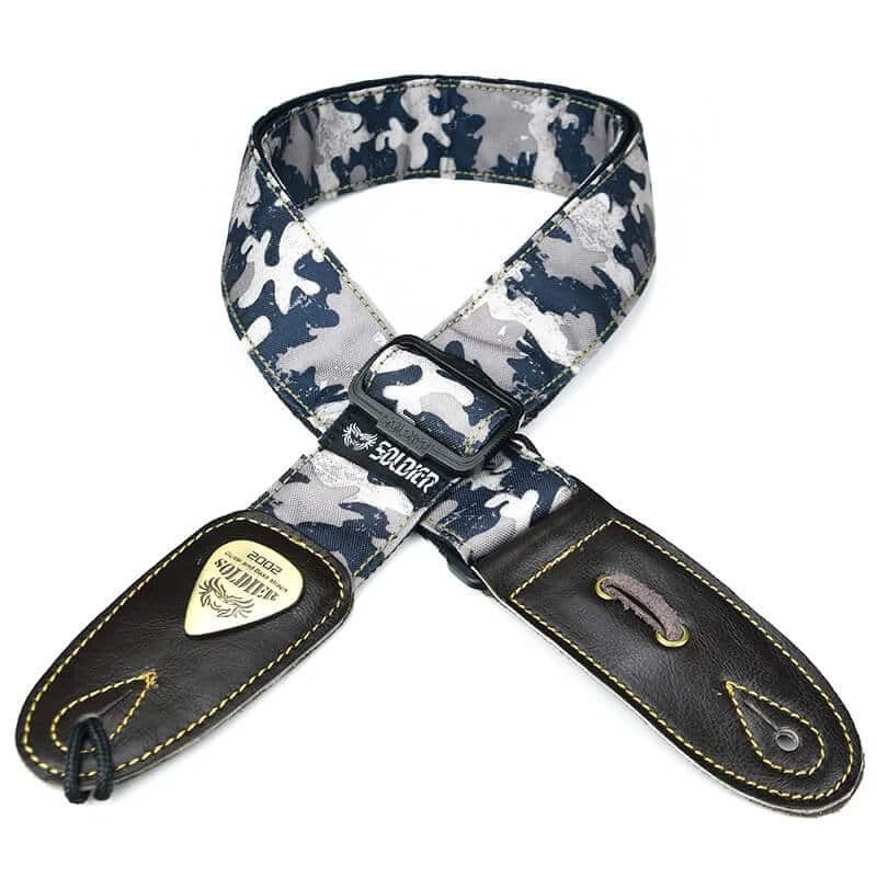 Sangle Guitare à motif Camouflage de couleur Bleu et Blanc