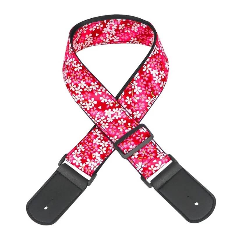 Sangle Guitare à motif petites Fleurs Roses Sakura
