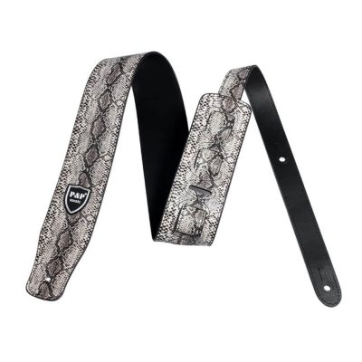 Vue complète Sangle Guitare à motif Peau de Serpent Gris