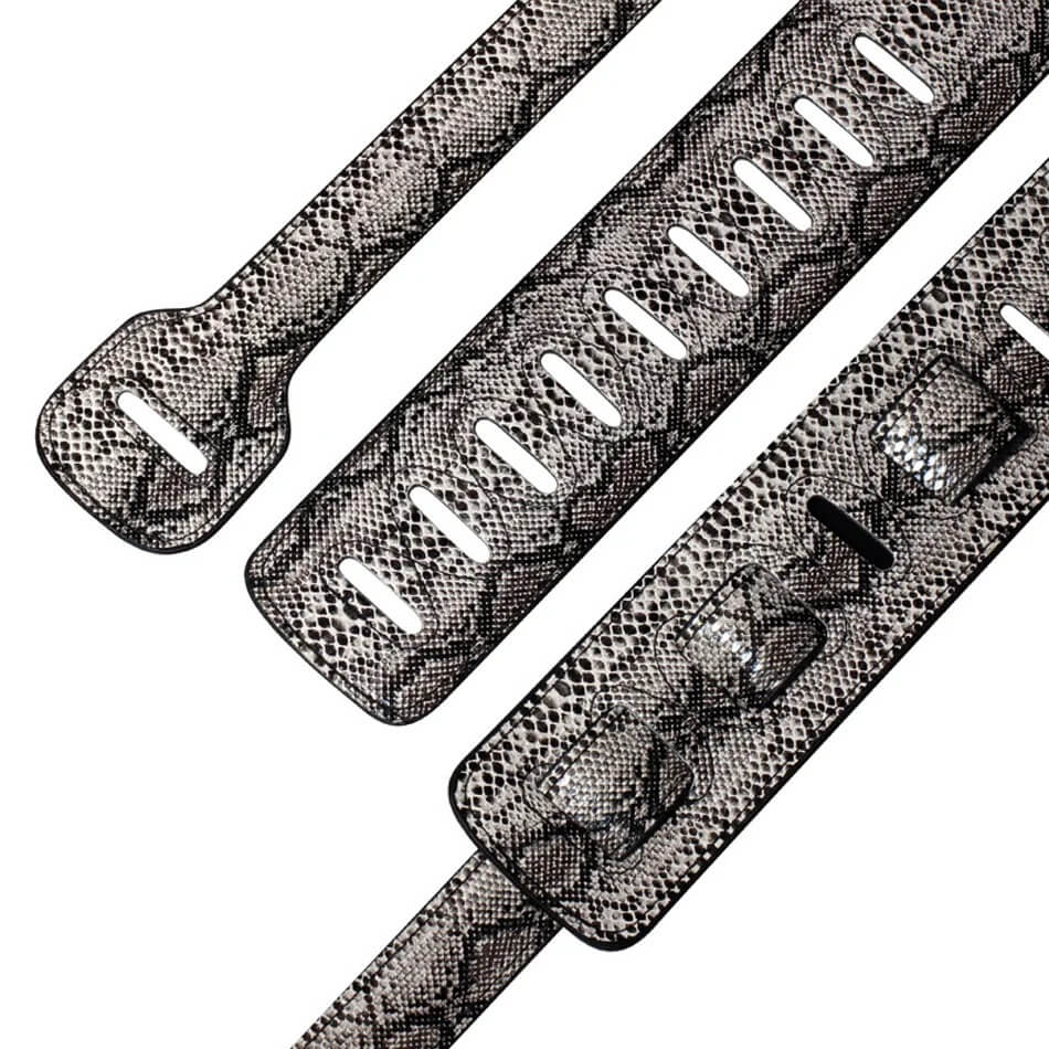 détails Sangle Guitare à motif Peau de Serpent Gris