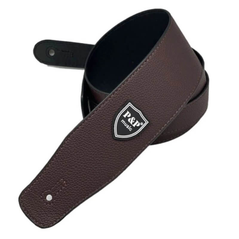 Sangle de guitare basse en cuir souple réglable - couleur marron