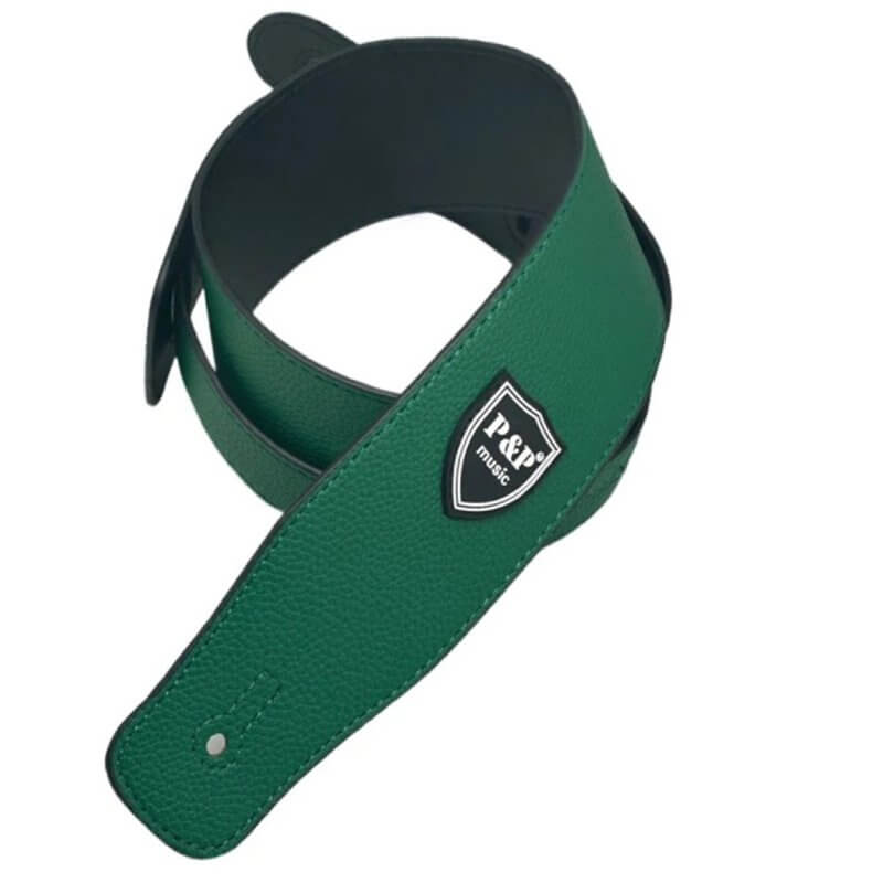 Sangle de guitare basse en cuir souple réglable - couleur vert