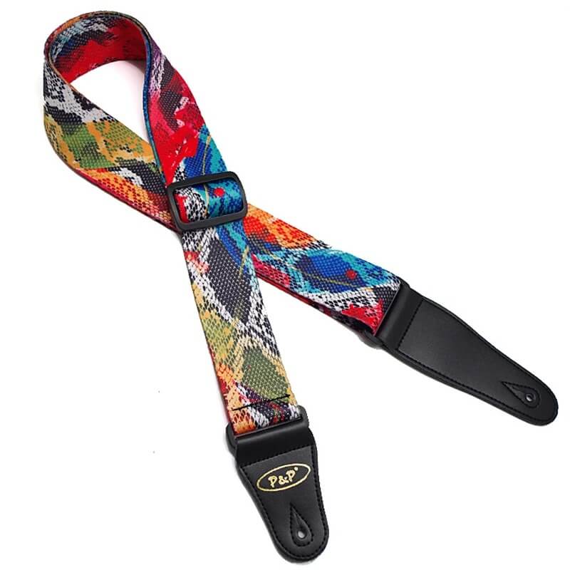Sangle de guitare design Peau de Serpent multicolore