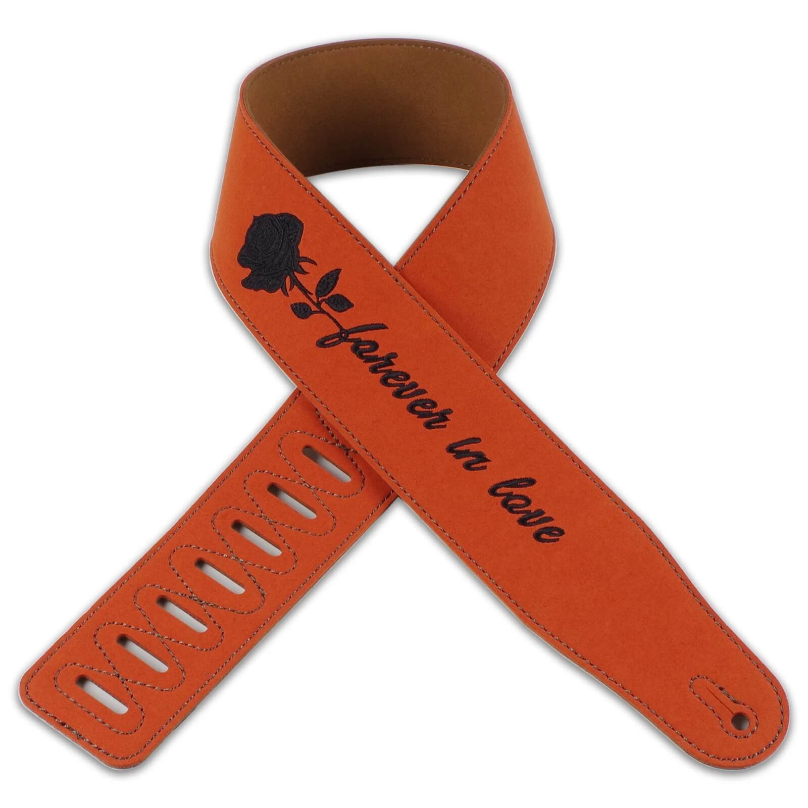 Sangle de guitare en cuir pour les rockers avec inscription Forever in Love