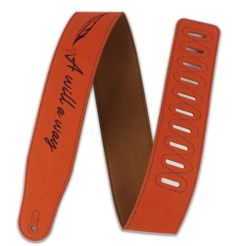 Sangle de guitare en cuir pour les rockers inscription A Will A Way