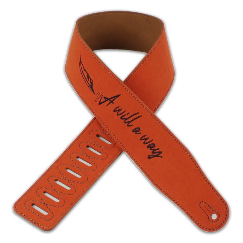 Sangle de guitare en cuir pour les rockers inscription A Will A Way