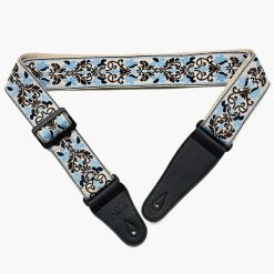 Sangle de guitare imprimé floral bleu et marron