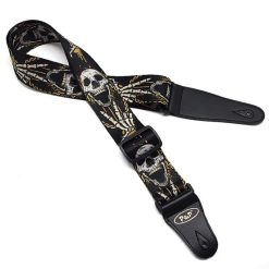 Sangle de guitare tête de mort imprimée crâne hurlant