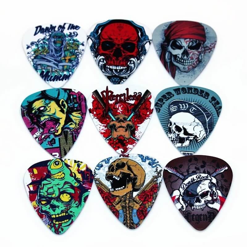 Lot de 10 médiators de guitare Tête de mort - Skull Series