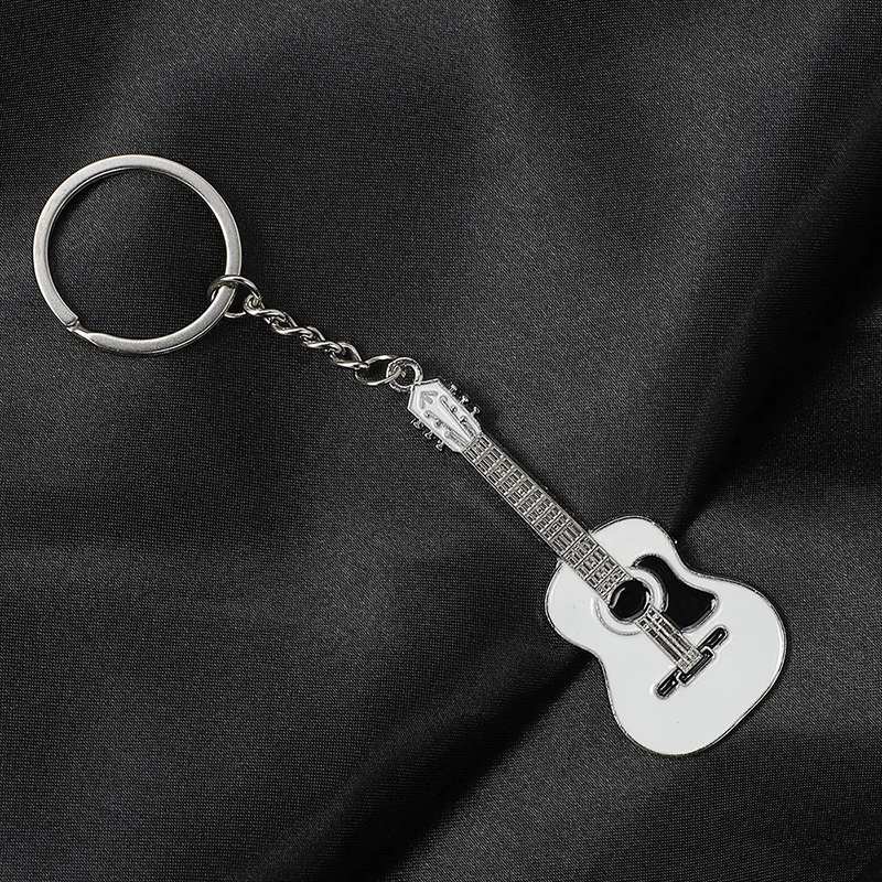 Argent Porte-clés guitare classique en allliage - 5 couleurs au choix !