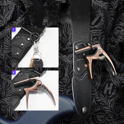 Correa para Guitarra y Bajo con Anillo de Enganche y Bolsillo para Puas