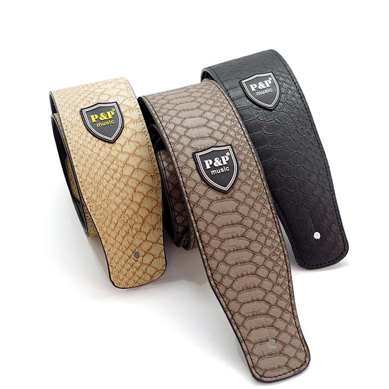 Sangle de guitare en cuir PU Reptile Classique - 3 couleurs au choix