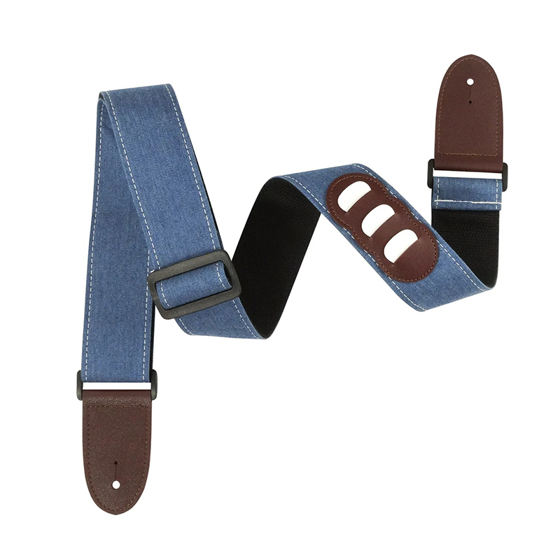 Sangle de Guitare Denim 'Éclat Argenté'
