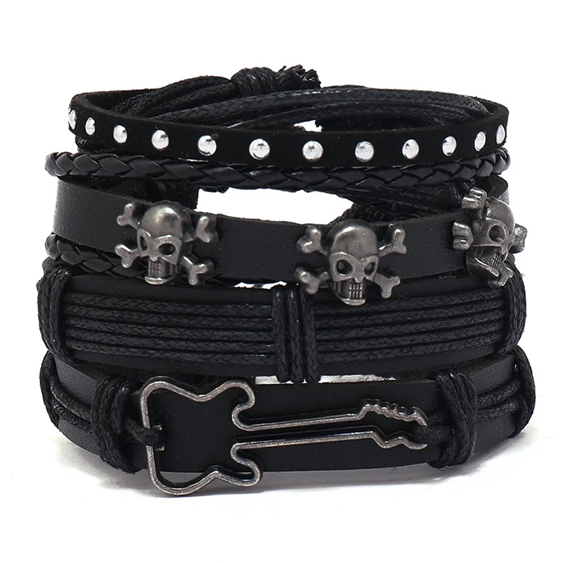 Bracelet - Guitare Rock Crâne Métallique