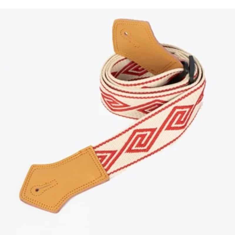 Magnifique Sangle de Guitare Vintage Labyrinthe Rouge