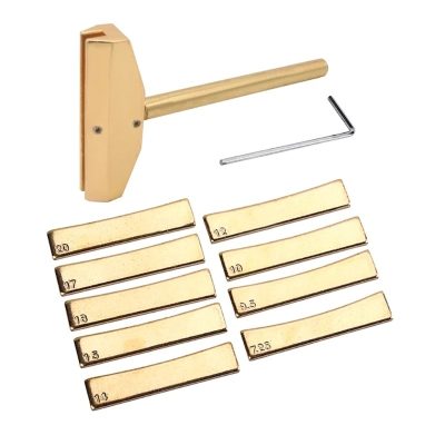 Kit de Presse à Frettes Universel pour Guitare et Basse (9 Cales de Radius) Couleur Or